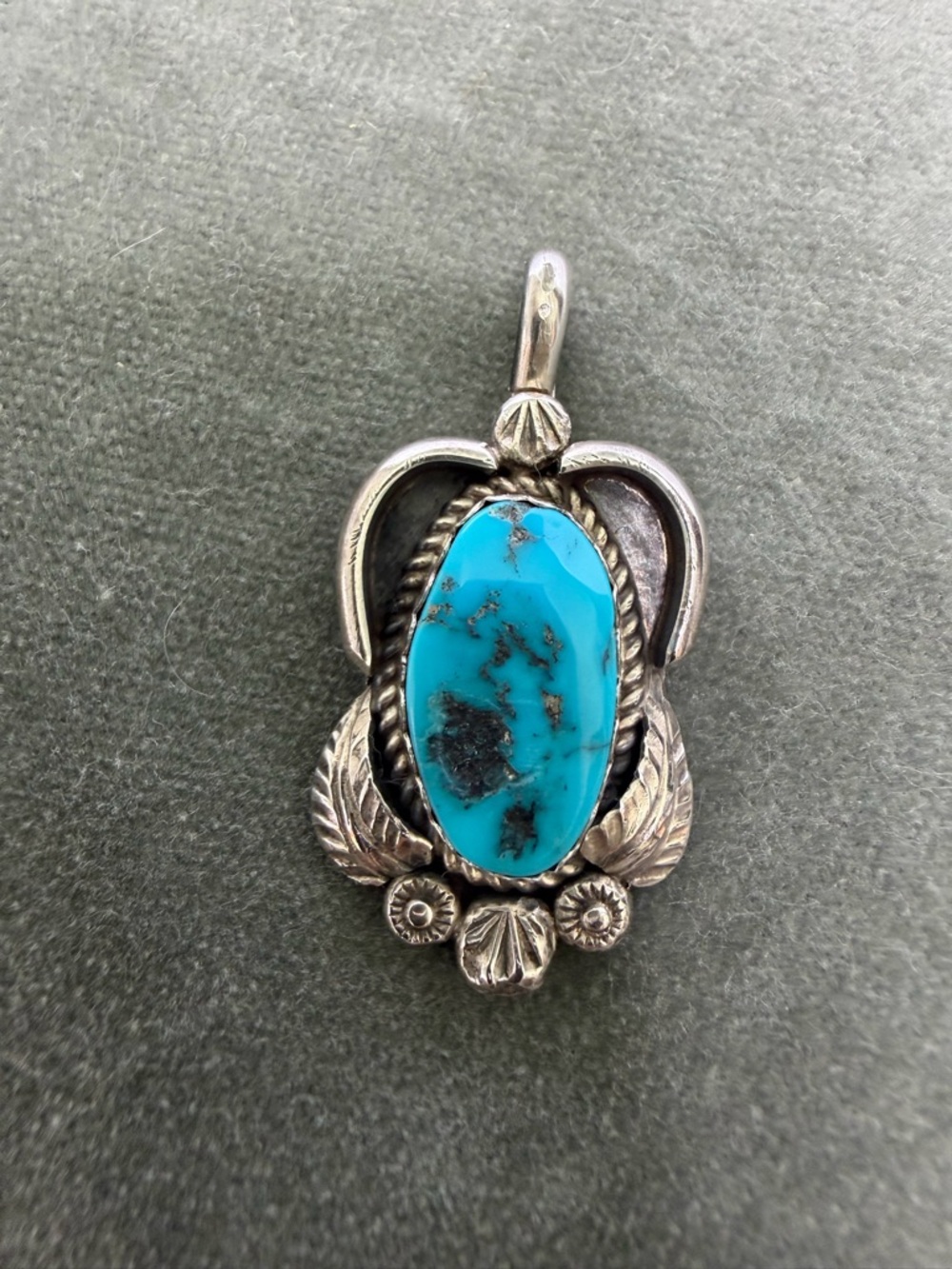 vintage Native American sterling silver and turquoise pendant